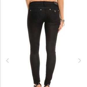 Guess Power Skinny Black Washed Mid-Rise Jeans